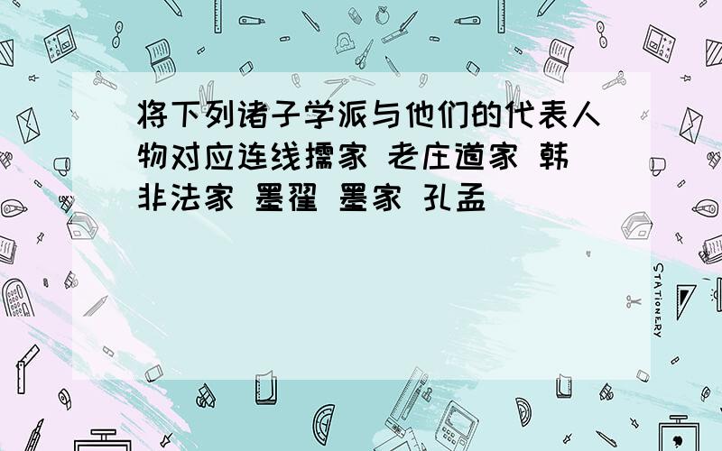 将下列诸子学派与他们的代表人物对应连线儒家 老庄道家 韩非法家 墨翟 墨家 孔孟