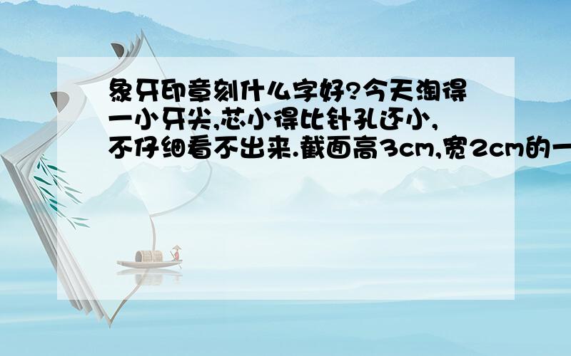 象牙印章刻什么字好?今天淘得一小牙尖,芯小得比针孔还小,不仔细看不出来.截面高3cm,宽2cm的一个椭圆形.不知刻什么字好?刻什么字最大增加它的价值?