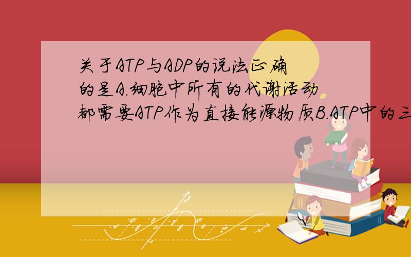 关于ATP与ADP的说法正确的是A.细胞中所有的代谢活动都需要ATP作为直接能源物质B.ATP中的三个高能磷酸键都贮存有大量能量C.细胞内ATP与ADP相互转化的能量供应机制,是生物界的共性D.细胞中的A