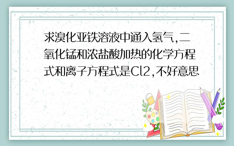 求溴化亚铁溶液中通入氢气,二氧化锰和浓盐酸加热的化学方程式和离子方程式是Cl2,不好意思