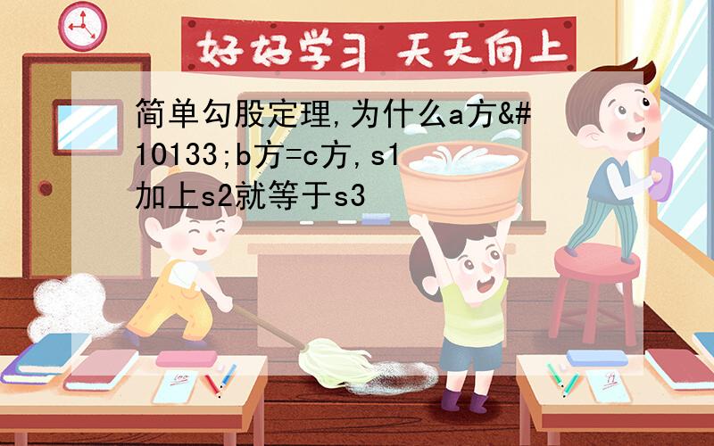 简单勾股定理,为什么a方➕b方=c方,s1加上s2就等于s3