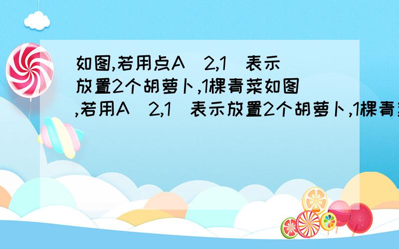 如图,若用点A(2,1)表示放置2个胡萝卜,1棵青菜如图,若用A（2,1）表示放置2个胡萝卜,1棵青菜；点B（4,2）表示放置4个胡萝卜,2棵青菜.（1）请你写出其他各点C、D、E、F所表示的意义；（2）若一