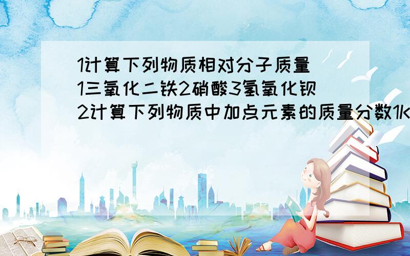 1计算下列物质相对分子质量 1三氧化二铁2硝酸3氢氧化钡2计算下列物质中加点元素的质量分数1KHCO3 2Ca(OH)2；H2SO4...