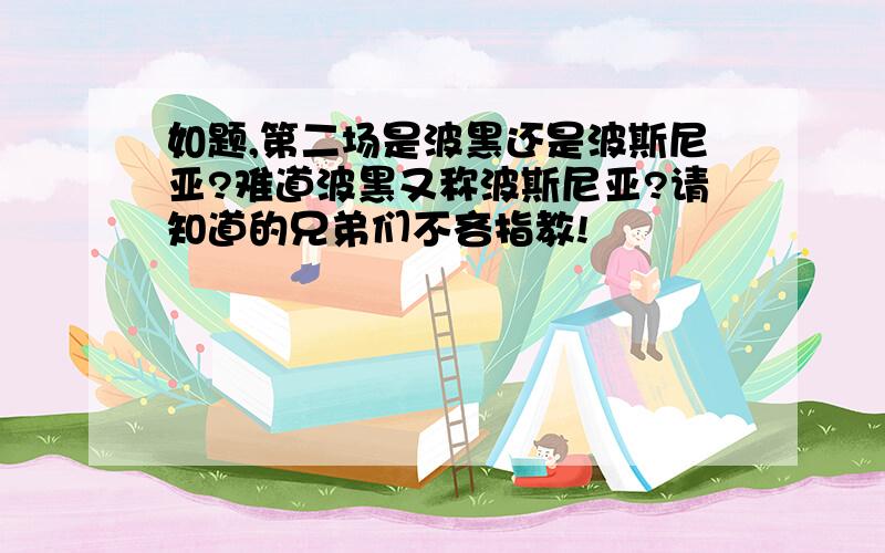 如题,第二场是波黑还是波斯尼亚?难道波黑又称波斯尼亚?请知道的兄弟们不吝指教!