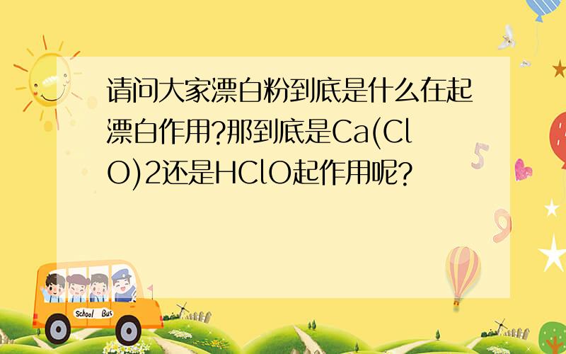 请问大家漂白粉到底是什么在起漂白作用?那到底是Ca(ClO)2还是HClO起作用呢?