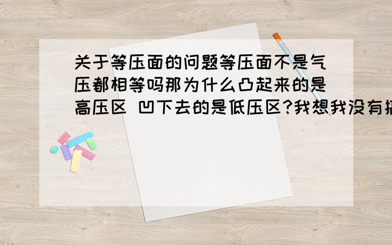 关于等压面的问题等压面不是气压都相等吗那为什么凸起来的是高压区 凹下去的是低压区?我想我没有搞清楚高压区和低压区的概念