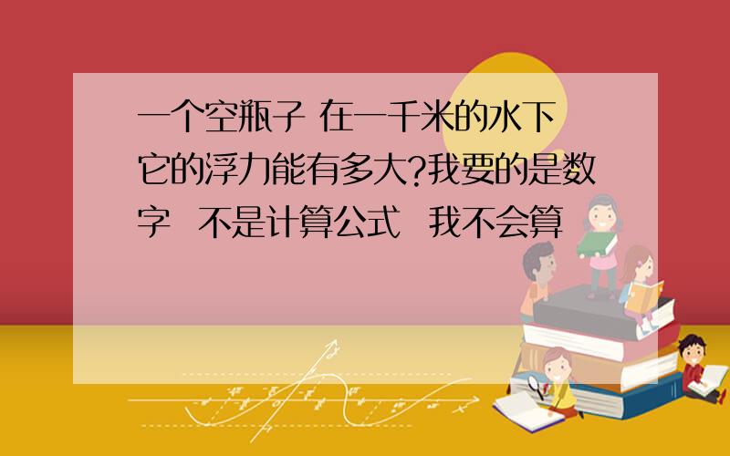 一个空瓶子 在一千米的水下 它的浮力能有多大?我要的是数字  不是计算公式  我不会算