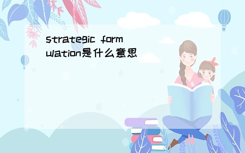 strategic formulation是什么意思