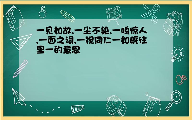 一见如故,一尘不染,一鸣惊人,一面之词,一视同仁一如既往里一的意思