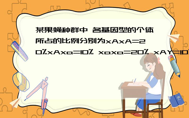 某果蝇种群中 各基因型的个体所占的比例分别为xAxA=20%xAxa=10% xaxa=20% xAY=10% xaY=40% 则该种群中xA和xa的基因频率分别是?40% 和60%.求详解