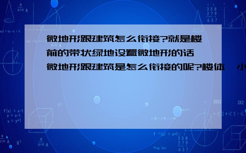 微地形跟建筑怎么衔接?就是楼前的带状绿地设置微地形的话,微地形跟建筑是怎么衔接的呢?楼体一小部分是埋在微地形里的,楼体需要做防水措施吗?或者还需要别的措施?