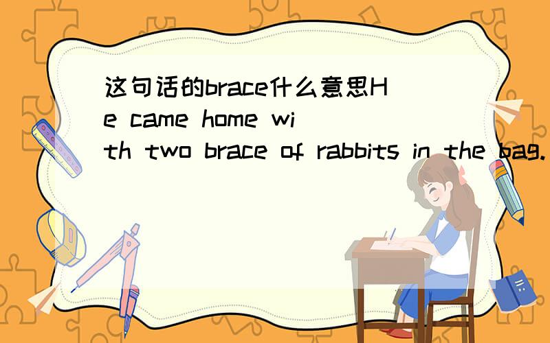 这句话的brace什么意思He came home with two brace of rabbits in the bag.