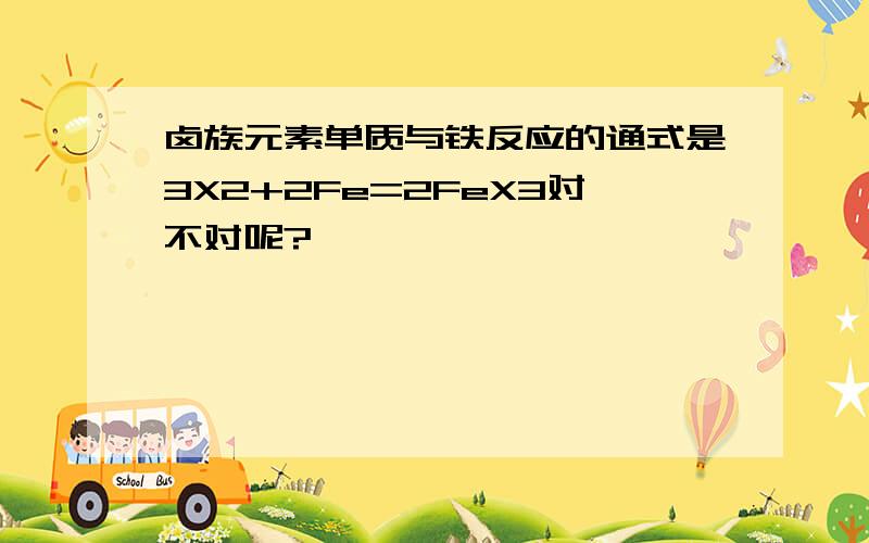 卤族元素单质与铁反应的通式是3X2+2Fe=2FeX3对不对呢?