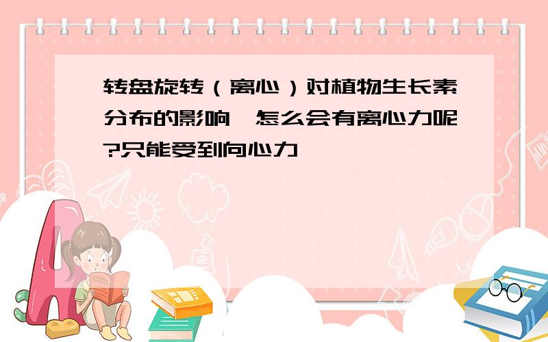 转盘旋转（离心）对植物生长素分布的影响,怎么会有离心力呢?只能受到向心力