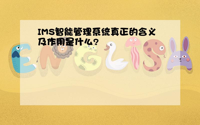 IMS智能管理系统真正的含义及作用是什么?