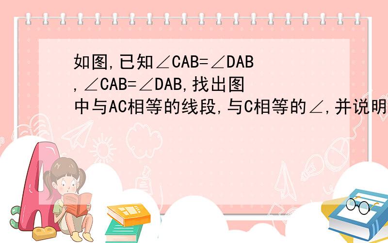 如图,已知∠CAB=∠DAB,∠CAB=∠DAB,找出图中与AC相等的线段,与C相等的∠,并说明理由