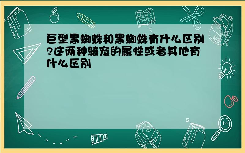 巨型黑蜘蛛和黑蜘蛛有什么区别?这两种骑宠的属性或者其他有什么区别