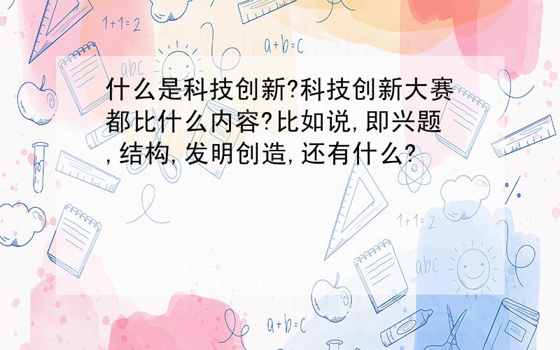 什么是科技创新?科技创新大赛都比什么内容?比如说,即兴题,结构,发明创造,还有什么?