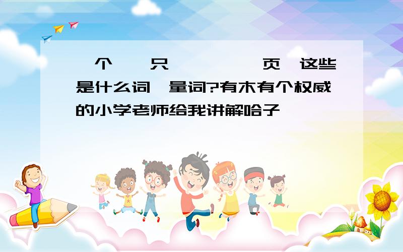 一个、一只、一坨、一页、这些是什么词,量词?有木有个权威的小学老师给我讲解哈子