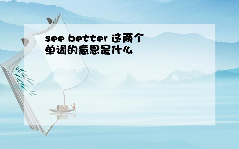 see better 这两个单词的意思是什么