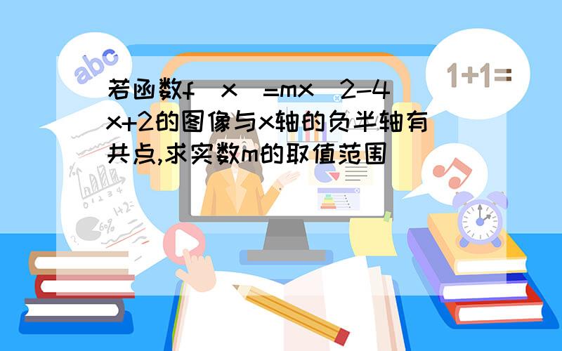 若函数f(x)=mx^2-4x+2的图像与x轴的负半轴有共点,求实数m的取值范围