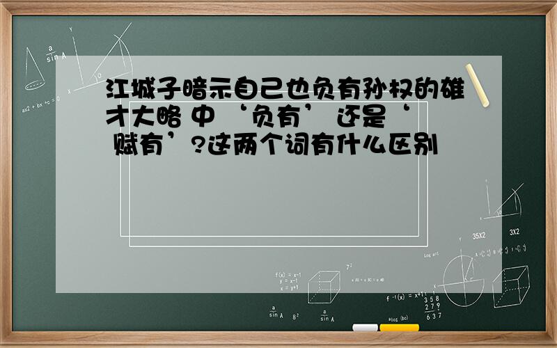 江城子暗示自己也负有孙权的雄才大略 中 ‘负有’ 还是‘ 赋有’?这两个词有什么区别