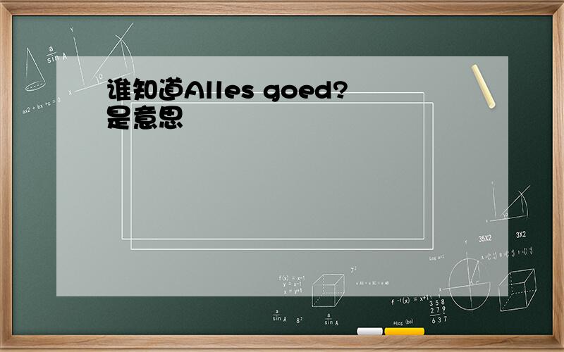 谁知道Alles goed?是意思