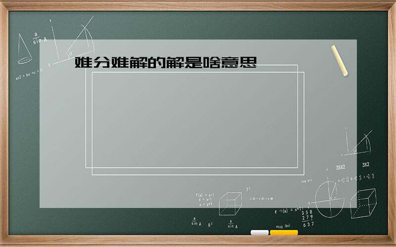 难分难解的解是啥意思