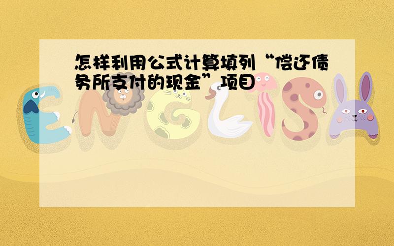 怎样利用公式计算填列“偿还债务所支付的现金”项目