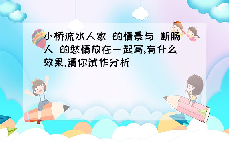 小桥流水人家 的情景与 断肠人 的愁情放在一起写,有什么效果,请你试作分析