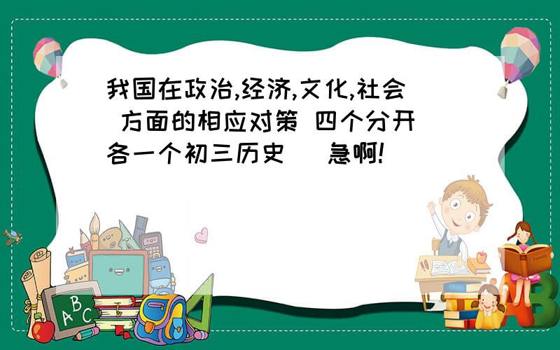 我国在政治,经济,文化,社会 方面的相应对策 四个分开 各一个初三历史   急啊!