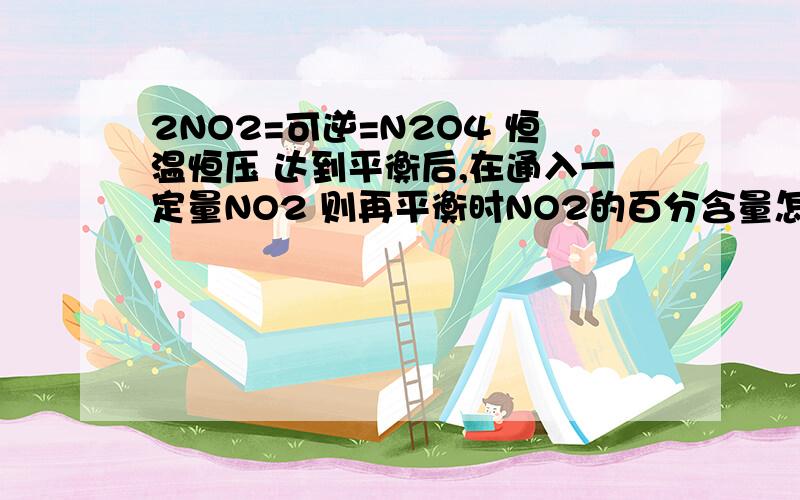 2NO2=可逆=N2O4 恒温恒压 达到平衡后,在通入一定量NO2 则再平衡时NO2的百分含量怎么变化为什么有的说不变 有的说变大呢