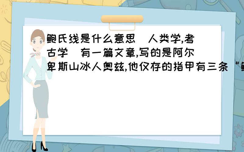 鲍氏线是什么意思(人类学,考古学)有一篇文章,写的是阿尔卑斯山冰人奥兹,他仅存的指甲有三条“鲍氏线”,文章说是指甲停止生长后又再度生长的线,证明他死前曾生过病.不太理解鲍氏线长