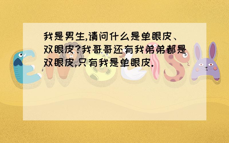 我是男生,请问什么是单眼皮、双眼皮?我哥哥还有我弟弟都是双眼皮,只有我是单眼皮.