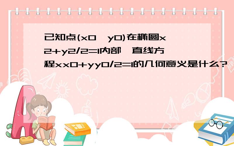 已知点(x0,y0)在椭圆x2+y2/2=1内部,直线方程xx0+yy0/2=1的几何意义是什么?