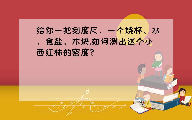 给你一把刻度尺、一个烧杯、水、食盐、木块,如何测出这个小西红柿的密度?