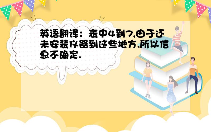 英语翻译：表中4到7,由于还未安装仪器到这些地方,所以信息不确定.