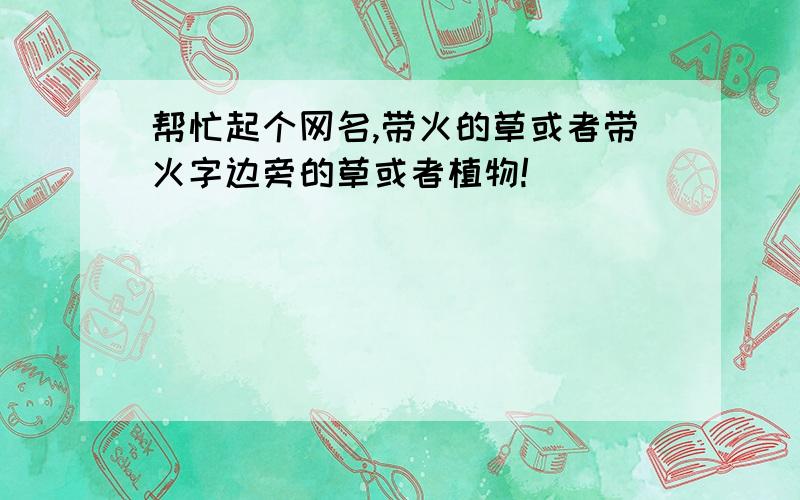 帮忙起个网名,带火的草或者带火字边旁的草或者植物!