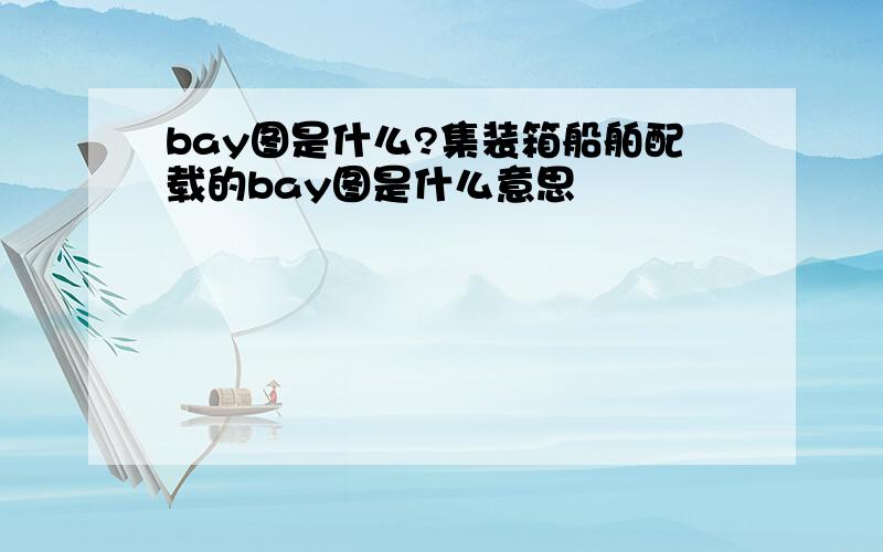 bay图是什么?集装箱船舶配载的bay图是什么意思