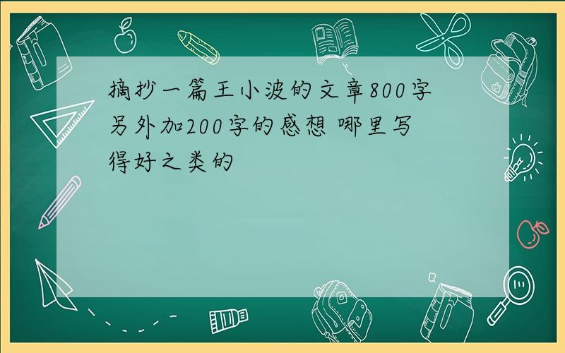 摘抄一篇王小波的文章800字另外加200字的感想 哪里写得好之类的