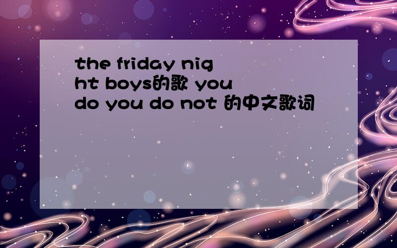 the friday night boys的歌 you do you do not 的中文歌词