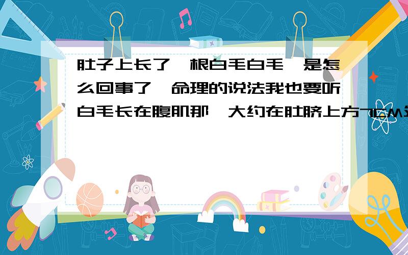 肚子上长了一根白毛白毛,是怎么回事了,命理的说法我也要听白毛长在腹肌那,大约在肚脐上方7CM处