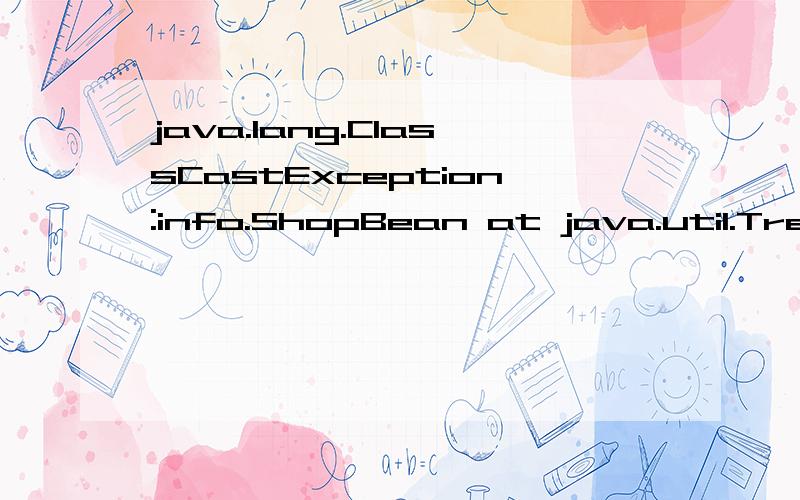 java.lang.ClassCastException:info.ShopBean at java.util.TreeMap.compare(Unknown Source) at java.utresponse.setContentType(