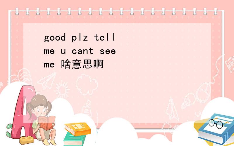 good plz tell me u cant see me 啥意思啊