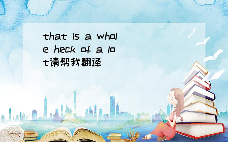 that is a whole heck of a lot请帮我翻译