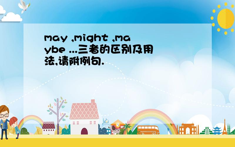 may ,might ,maybe ...三者的区别及用法,请附例句.