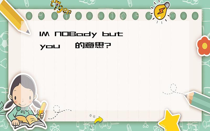 IM NOBady but you   的意思?