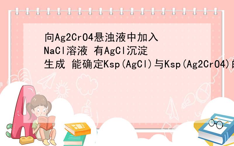 向Ag2CrO4悬浊液中加入NaCl溶液 有AgCl沉淀生成 能确定Ksp(AgCl)与Ksp(Ag2CrO4)的大小吗?
