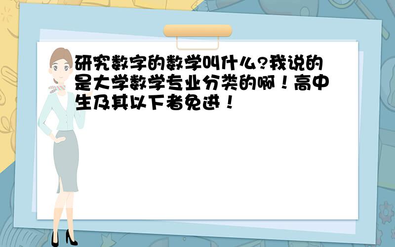 研究数字的数学叫什么?我说的是大学数学专业分类的啊！高中生及其以下者免进！