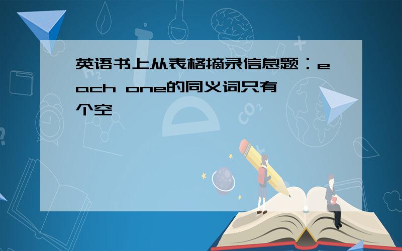 英语书上从表格摘录信息题：each one的同义词只有一个空